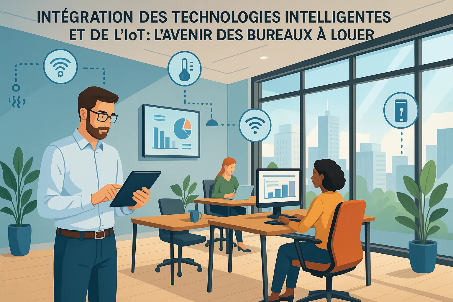 Bureau connecté avec technologies IoT