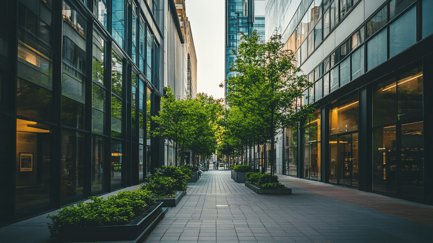 Un quartier commercial moderne en Belgique