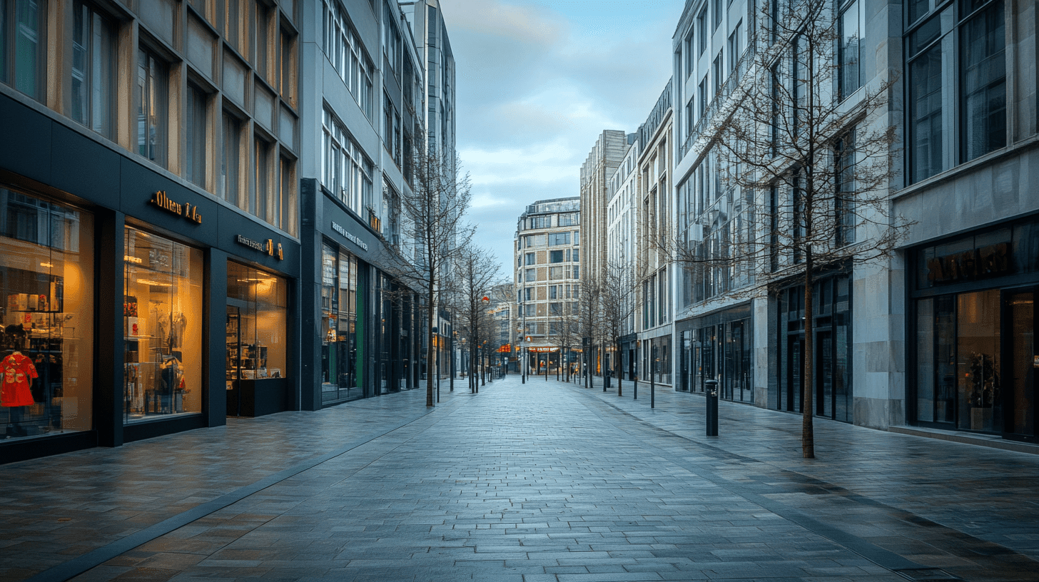 Un quartier commercial moderne en Belgique