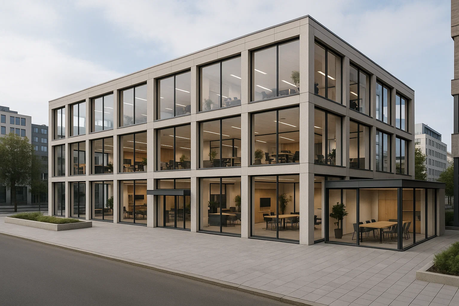 Centre d’affaires flexible en Belgique avec bureaux modulables, design moderne et espaces adaptables pour entreprises en croissance.
